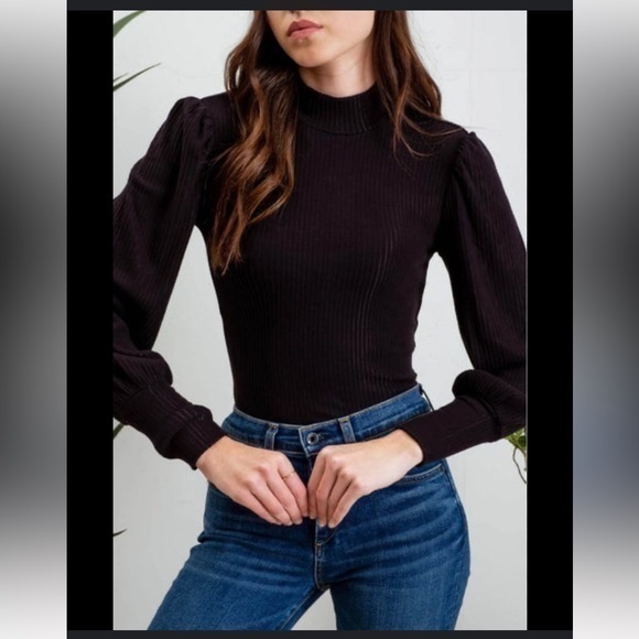Fashion Nova puff sleeve mock turtleneck sweater - Picture 1 of 9